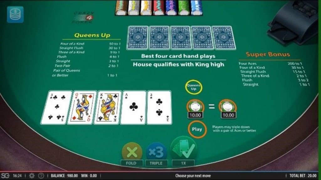 What are the payouts of the Crazy Four Poker bet?