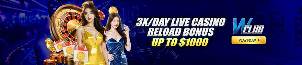 3x/Day Casino Reload Bonus up to $1,000