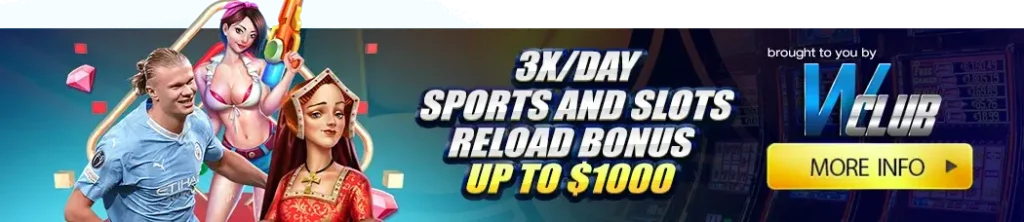 3x/Day Sports and Slots Reload Bonus up to $1,000