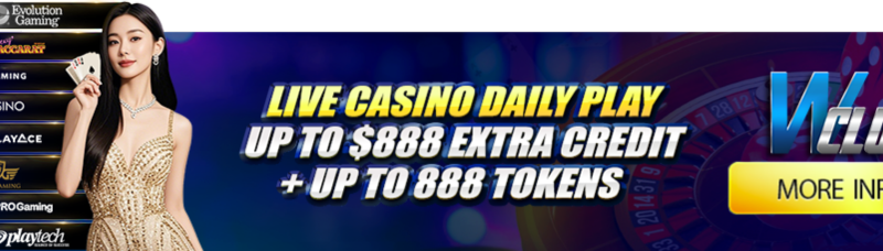 Live Casino Daily Play Up To $888!