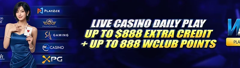 Live Casino Daily Play Up To $888 At WClub!