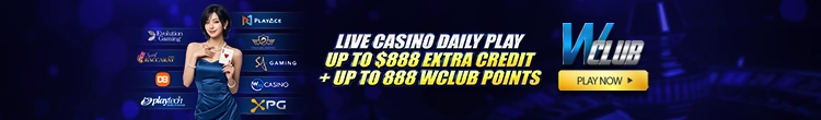 Live Casino Daily Play Up To $888 At WClub!