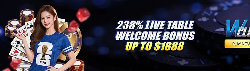 238% Live Table Welcome Bonus Up To $1888 At WClub!