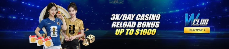 3x/Day Casino Reload Bonus up to $1,000 at WClub!