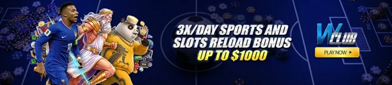 3x/Day Sports and Slots Reload Bonus up to $1,000 at WClub!
