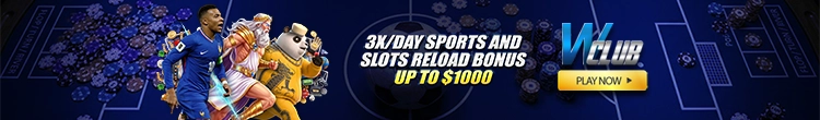 3x/Day Sports and Slots Reload Bonus up to $1,000 at WClub!
