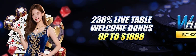 238% Live Table Welcome Bonus Up To $1888 At WClub!