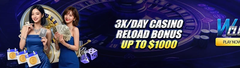 3x/Day Casino Reload Bonus up to $1,000 at WClub!