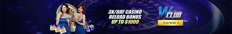 3x/Day Casino Reload Bonus up to $1,000 at WClub!