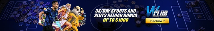 3x/Day Sports and Slots Reload Bonus up to $1,000 at WClub!